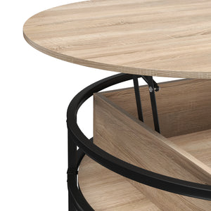 Beistelltisch FLEXORA rund mit Stauraum 80 x 47 - 62 cm braun
