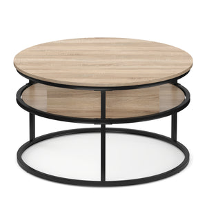 Beistelltisch FLEXORA rund mit Stauraum 80 x 47 - 62 cm braun