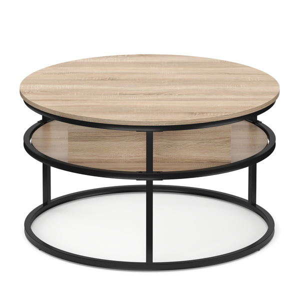 Beistelltisch FLEXORA rund mit Stauraum 80 x 47 - 62 cm braun