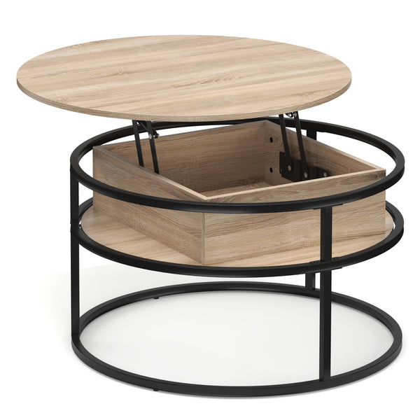 Beistelltisch FLEXORA rund mit Stauraum 80 x 47 - 62 cm braun