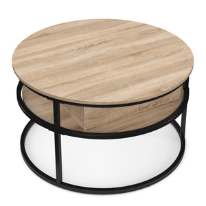 Beistelltisch FLEXORA rund mit Stauraum 80 x 47 - 62 cm braun