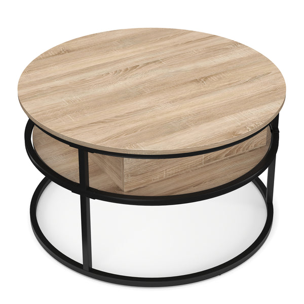 Beistelltisch FLEXORA rund mit Stauraum 80 x 47 - 62 cm braun