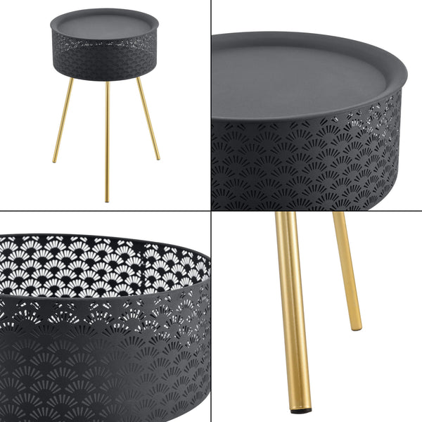 Beistelltisch Forshaga Schwarz-Gold 65x40cm