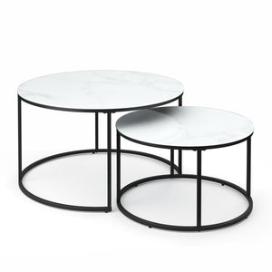 Beistelltisch Glas AMAYA weiss/schwarz 2er Set
