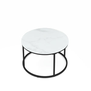 Beistelltisch Glas AMAYA weiss/schwarz 2er Set