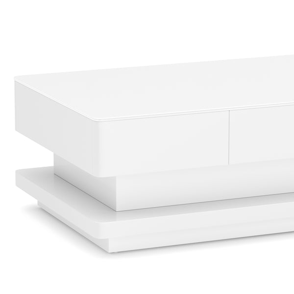 Beistelltisch Glas APEX mit Schubladen 100 x 60 x 35 cm weiss