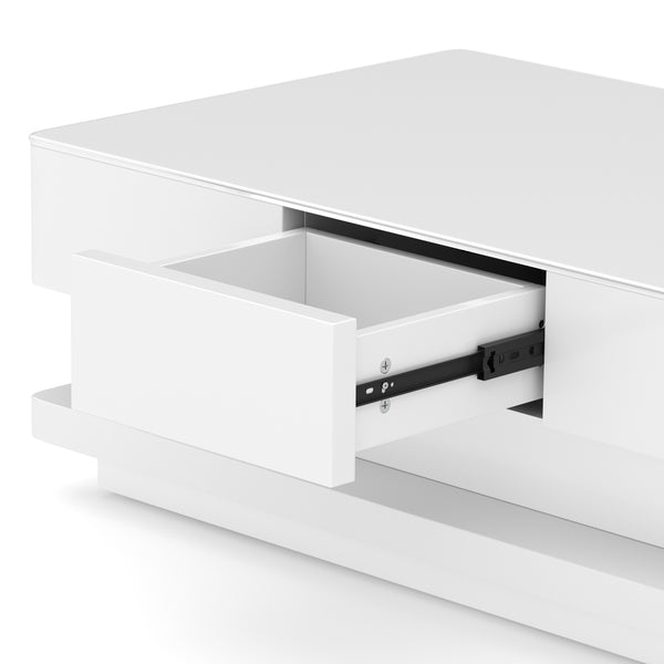 Beistelltisch Glas APEX mit Schubladen 100 x 60 x 35 cm weiss