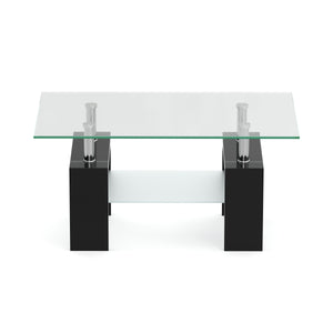 Beistelltisch Glas CASSIAN 100 x 60 x 45 cm schwarz