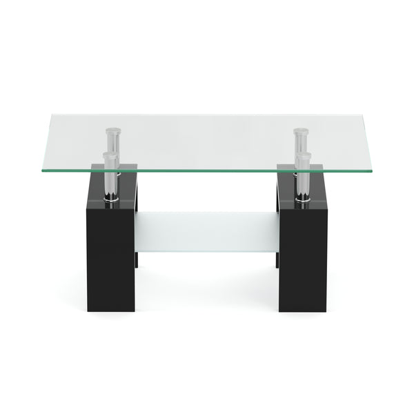Beistelltisch Glas CASSIAN 100 x 60 x 45 cm schwarz