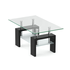 Beistelltisch Glas CASSIAN 100 x 60 x 45 cm schwarz