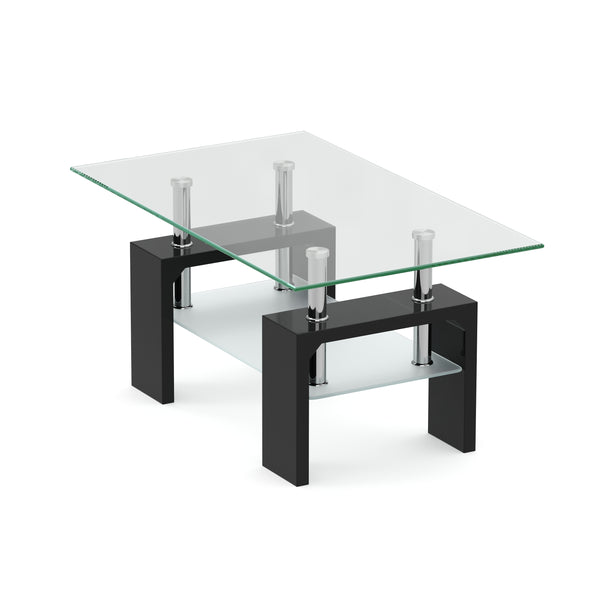 Beistelltisch Glas CASSIAN 100 x 60 x 45 cm schwarz