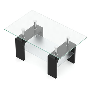 Beistelltisch Glas CASSIAN 100 x 60 x 45 cm schwarz