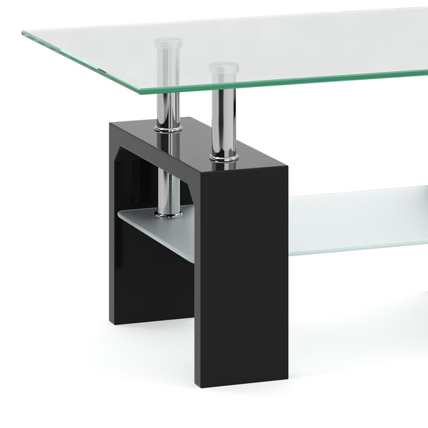 Beistelltisch Glas CASSIAN 100 x 60 x 45 cm schwarz