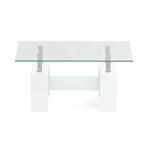 Beistelltisch Glas CASSIAN 100 x 60 x 45 cm weiss