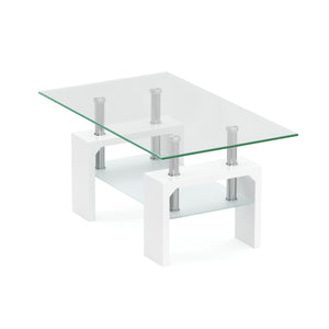 Beistelltisch Glas CASSIAN 100 x 60 x 45 cm weiss