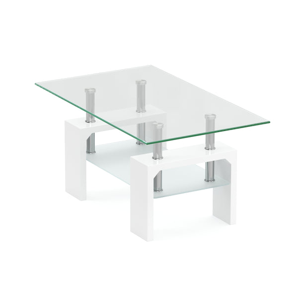 Beistelltisch Glas CASSIAN 100 x 60 x 45 cm weiss