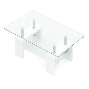 Beistelltisch Glas CASSIAN 100 x 60 x 45 cm weiss