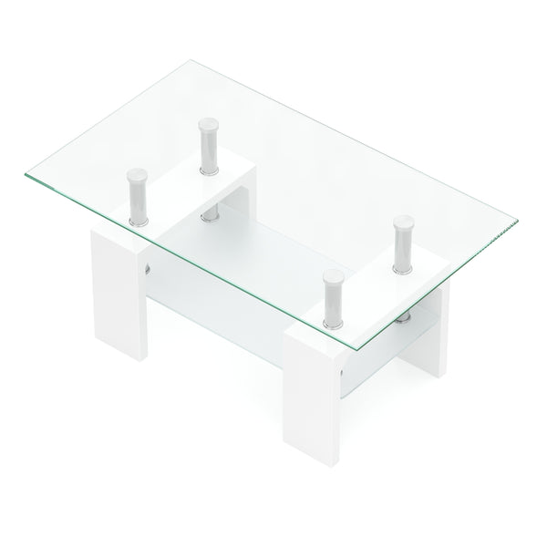 Beistelltisch Glas CASSIAN 100 x 60 x 45 cm weiss