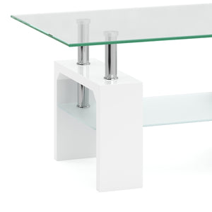 Beistelltisch Glas CASSIAN 100 x 60 x 45 cm weiss