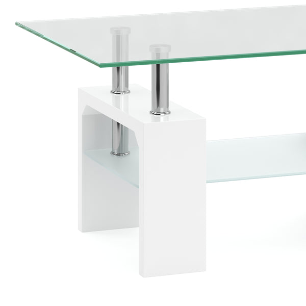 Beistelltisch Glas CASSIAN 100 x 60 x 45 cm weiss
