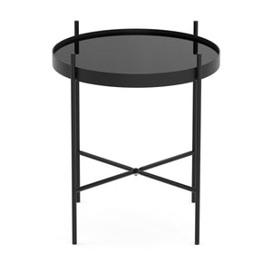 Beistelltisch Glas FINNIAN rund 43 x 45 cm schwarz