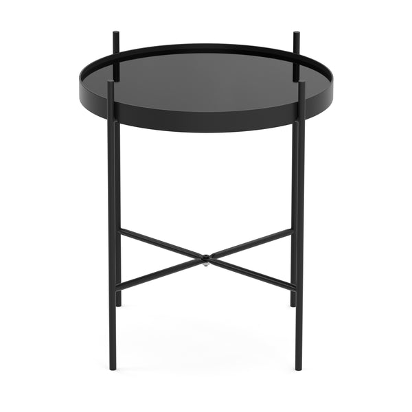 Beistelltisch Glas FINNIAN rund 43 x 45 cm schwarz
