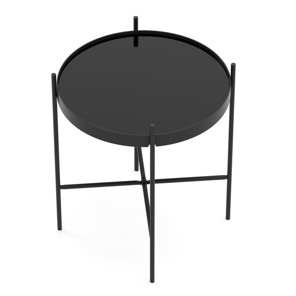 Beistelltisch Glas FINNIAN rund 43 x 45 cm schwarz