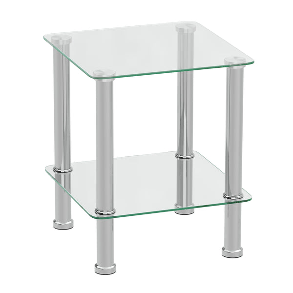 Beistelltisch Glas JUNIPER 39 x 39 x 47 cm silber