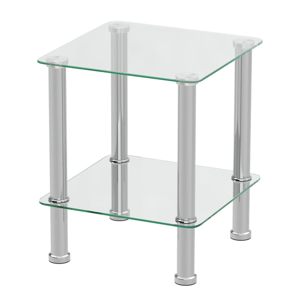 Beistelltisch Glas JUNIPER 39 x 39 x 47 cm silber