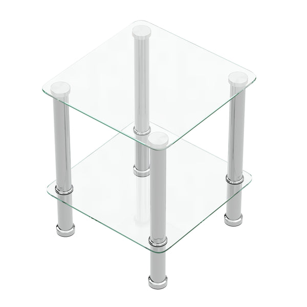 Beistelltisch Glas JUNIPER 39 x 39 x 47 cm silber
