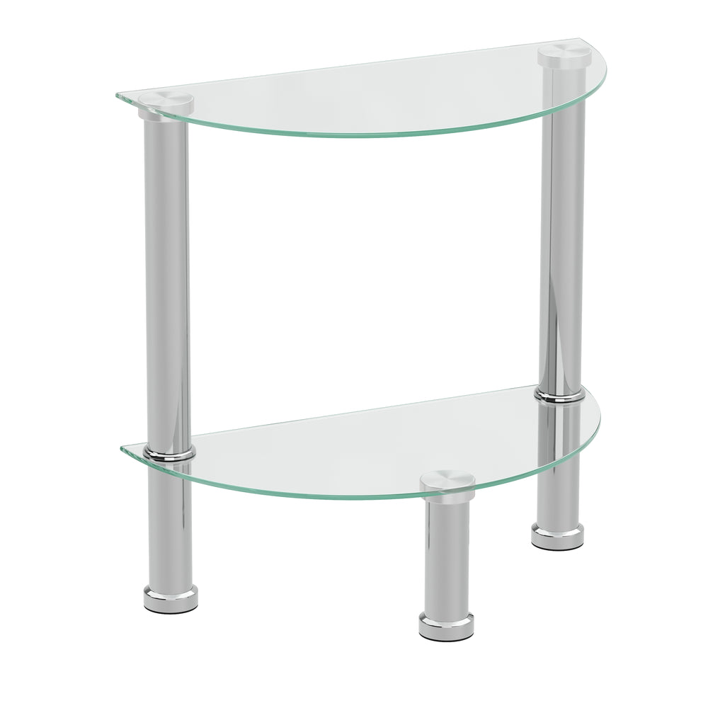 Beistelltisch Glas JUNIPER halbrund 45 x 22 x 47 cm silber