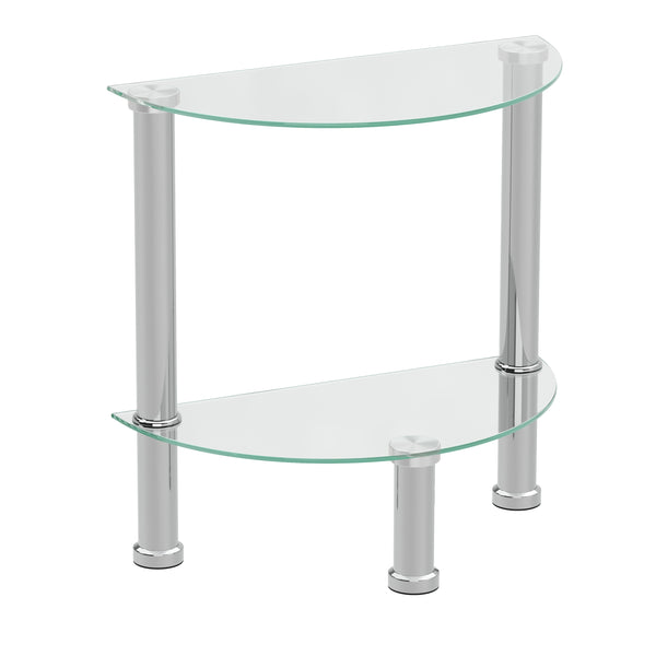 Beistelltisch Glas JUNIPER halbrund 45 x 22 x 47 cm silber