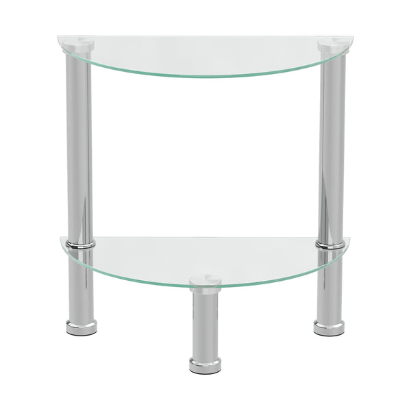 Beistelltisch Glas JUNIPER halbrund 45 x 22 x 47 cm silber