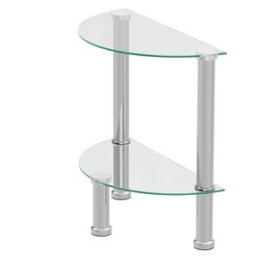 Beistelltisch Glas JUNIPER halbrund 45 x 22 x 47 cm silber