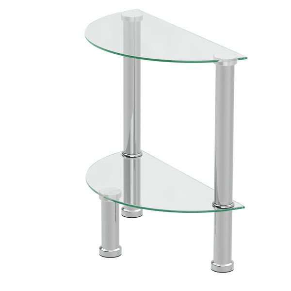 Beistelltisch Glas JUNIPER halbrund 45 x 22 x 47 cm silber