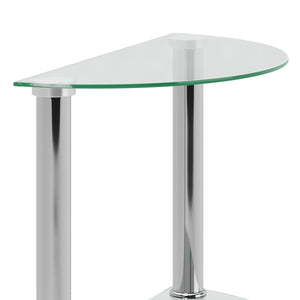 Beistelltisch Glas JUNIPER halbrund 45 x 22 x 47 cm silber