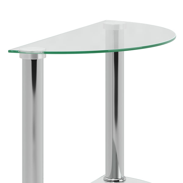 Beistelltisch Glas JUNIPER halbrund 45 x 22 x 47 cm silber