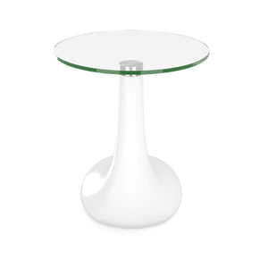 Tavolino rotondo in vetro bianco LORETTE