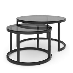Beistelltisch Glas MARCEL rund 2-teilig schwarz