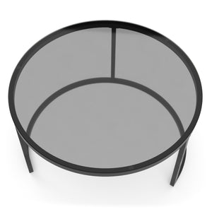 Beistelltisch Glas MARCEL rund 2-teilig schwarz
