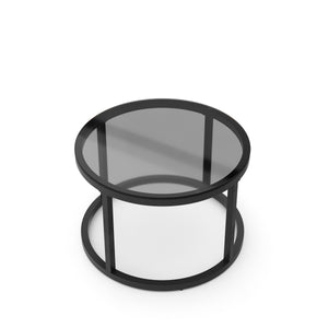 Beistelltisch Glas MARCEL rund 2-teilig schwarz