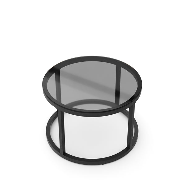 Beistelltisch Glas MARCEL rund 2-teilig schwarz