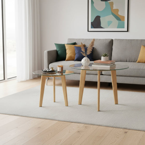 Beistelltisch Glas SERAPHINA rund 2-teilig braun