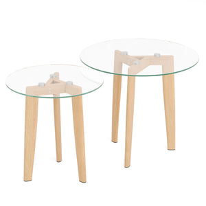 Beistelltisch Glas SERAPHINA rund 2-teilig braun