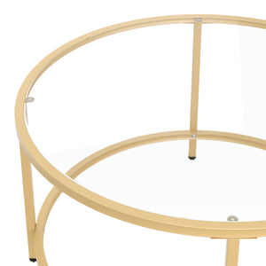 Tavolino rotondo in vetro TYRO, oro