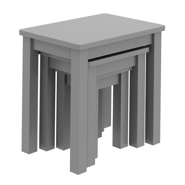Tavolino laterale in legno LUIGI, set da 3 pezzi, grigio