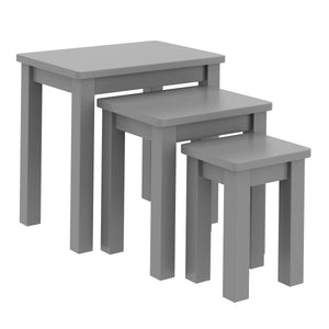 Tavolino laterale in legno LUIGI, set da 3 pezzi, grigio