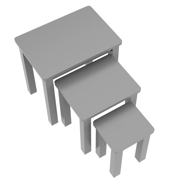 Tavolino laterale in legno LUIGI, set da 3 pezzi, grigio