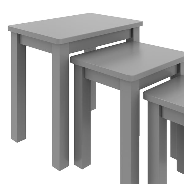 Tavolino laterale in legno LUIGI, set da 3 pezzi, grigio