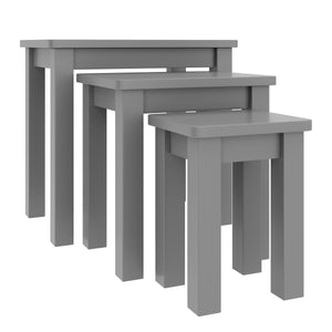 Tavolino laterale in legno LUIGI, set da 3 pezzi, grigio